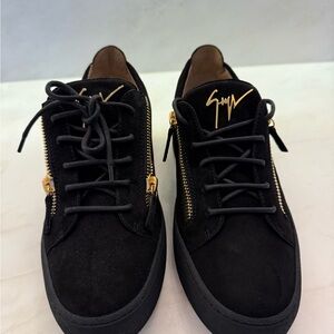 Giuseppe Zanotti Black Sneakers with Gold Accents